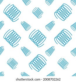 Coil Spring Icon Seamless Pattern, Helical Spring, Energy Storing And Releasing Mechanical Device Vector Art Illustration