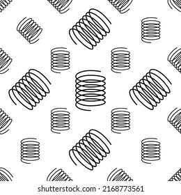 Coil Spring Icon nahtloses Muster, Helical Spring, Energy Storing and Releasing Mechanical Device Vector Art Illustration