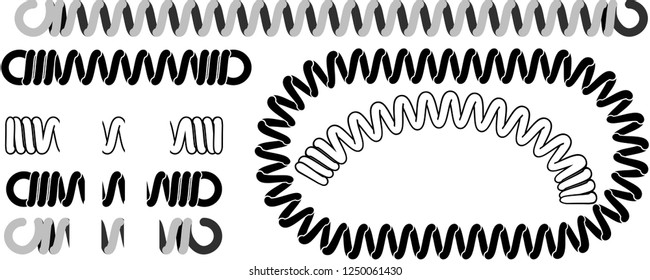 coil spring vector brush with ends or without ends. 