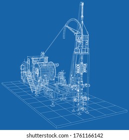 Coil Tubing Unit Machine Truck. EPS10 Format. Vector Created Of 3d.