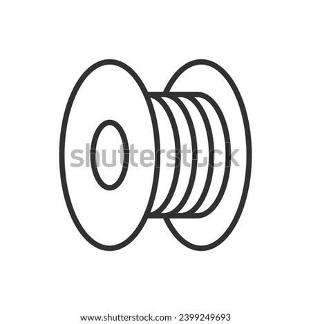 Coil with a wire, linear icon. Line with editable stroke