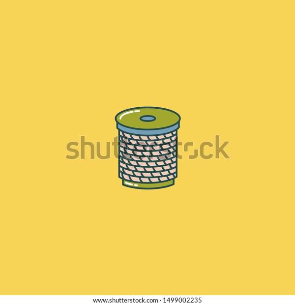Coil of wire, thread,\
alloy, rope in a coil. Outline drawing. Flat style. Vector editable\
illustration