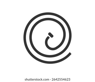 Ícone de mangueira enrolada. Um gráfico simples e minimalista de uma mangueira de jardim ou água ferida em uma espiral. Perfeito para conceitos de irrigação, jardinagem ou limpeza. Use para logotipos ou designs.