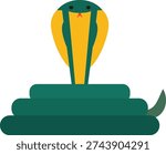 Coiled King Cobra Snake Vector, Flat Design Dangerous Reptile Illustration