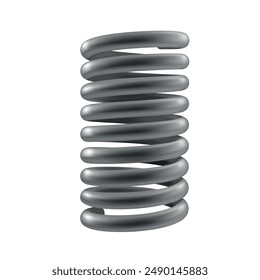 A coiled metal spring isolated against a white background.