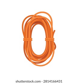 Coiled Orange Nylon Rope Bundle for Outdoor Adventure and Industrial Safety Isolated on White Background