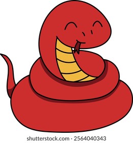 A coiled red snake illustration representing Chinese festive traditions, perfect for website, application, printing, document, poster design, etc.