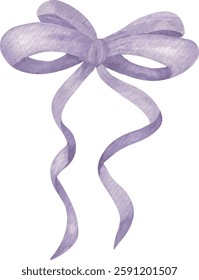 Coiled ribbon, purplr bow, luxury bow, Vector, Watercolor illustration, silk bow, satin bow, festive, Greeting cards, invitations, birthday, party, baby shower, event, holiday, wedding card, baby show