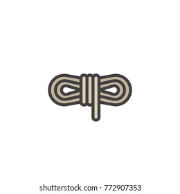 Coiled rope filled outline icon, line vector sign, linear colorful pictogram isolated on white. Rope hank symbol, logo illustration. Pixel perfect vector graphics