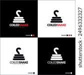coiled snake line silhouette logo set design template