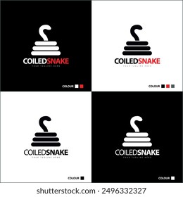 coiled snake line silhouette logo set design template