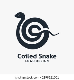 Coiled Snake Logo Design Vector