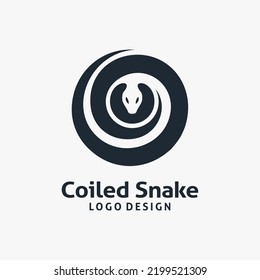 Coiled Snake Logo Design Vector