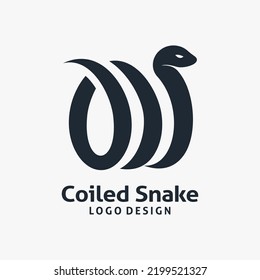 Coiled Snake Logo Design Vector