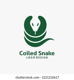 Coiled Snake Logo Design Vector