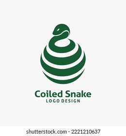 Coiled Snake Logo Design Vector