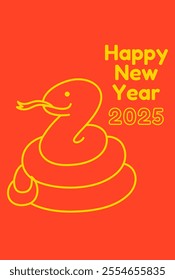 Coiled snake on a red background (New Year's card template)