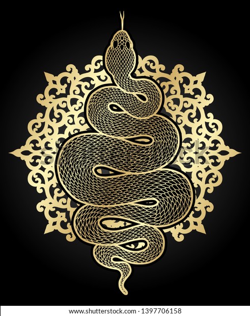 Coiled Snake Over Ornate Mandala Detailed Stock Vector (Royalty Free ...