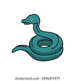 coiling snake halftone hand drawn color vector illustration