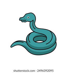 coiling snake hand drawn color vector illustration