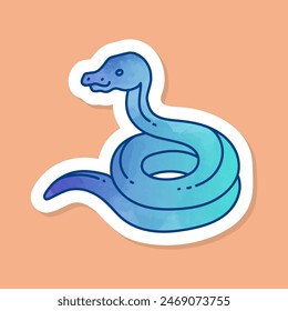 Coiling snake icon Reptile animal pet veterinary color sticker