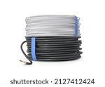 Coils of cable white and black on a white background. Vector illustration