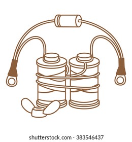 Coils with copper wire for the induction of tattoo machines. Outline drawing.