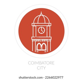 Coimbatore City - Clock Tower -  Icon Illustration as EPS 10 File 