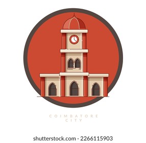 Coimbatore City - Clock Tower -  Icon Illustration as EPS 10 File 