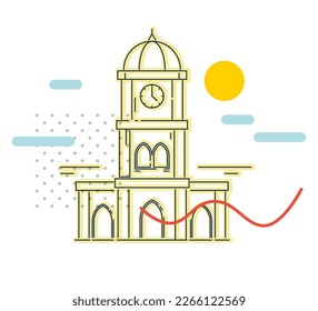 Coimbatore City - Clock Tower -  Icon Illustration as EPS 10 File 