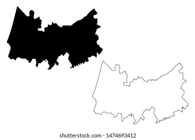 Coimbra District (Portuguese Republic, Portugal) map vector illustration, scribble sketch Coimbra map