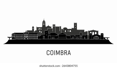 Coimbra com Portugal Preto silhueta skyline.
