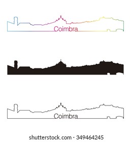 Coimbra skyline linear style with rainbow in editable vector file