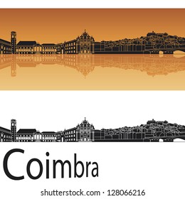 Coimbra skyline in orange background in editable vector file