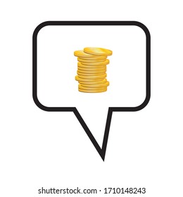 Coin abstract thoughts icon, business finance rectangle vector illustration
