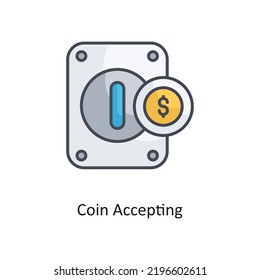 Coin Accepting Filled Outline Vector Icon Design illustration on White background. EPS 10 File