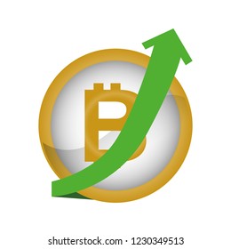 coin and arrow with bitcoin