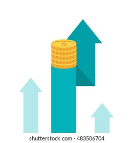 coin and up arrow  icon 