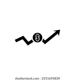 coin with arrow icon vector. Finance icons. Business Icons, money icon isolated on white background