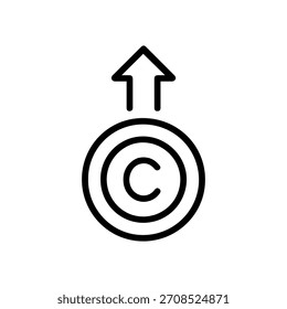 Moneda con una flecha que apunta hacia arriba icono de línea de Vector sobre un fondo blanco icono de línea de Vector sobre un fondo blanco