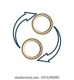 coin with arrow sign. money exchange or transaction. Outline style design. Suitable for use for reports, presentations, finance. vector design template