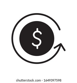 Coin with arrow silhouette style icon of money financial item banking commerce market payment buy currency accounting and invest theme Vector illustration