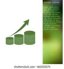 Coin with arrow. Vector icon