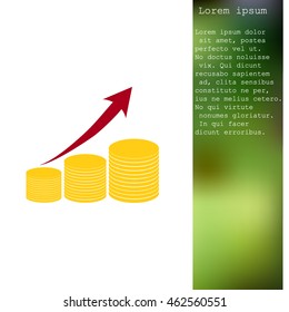 Coin with arrow. Vector icon