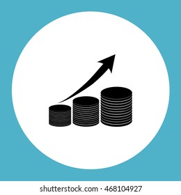 Coin with arrow. Vector icon