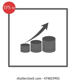Coin with arrow. Vector icon