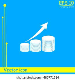 Coin with arrow. Vector icon