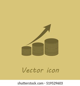 Coin with arrow. Vector icon