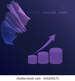 Coin with arrow. Vector icon