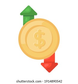 
Coin with arrows, money flow in editable style 